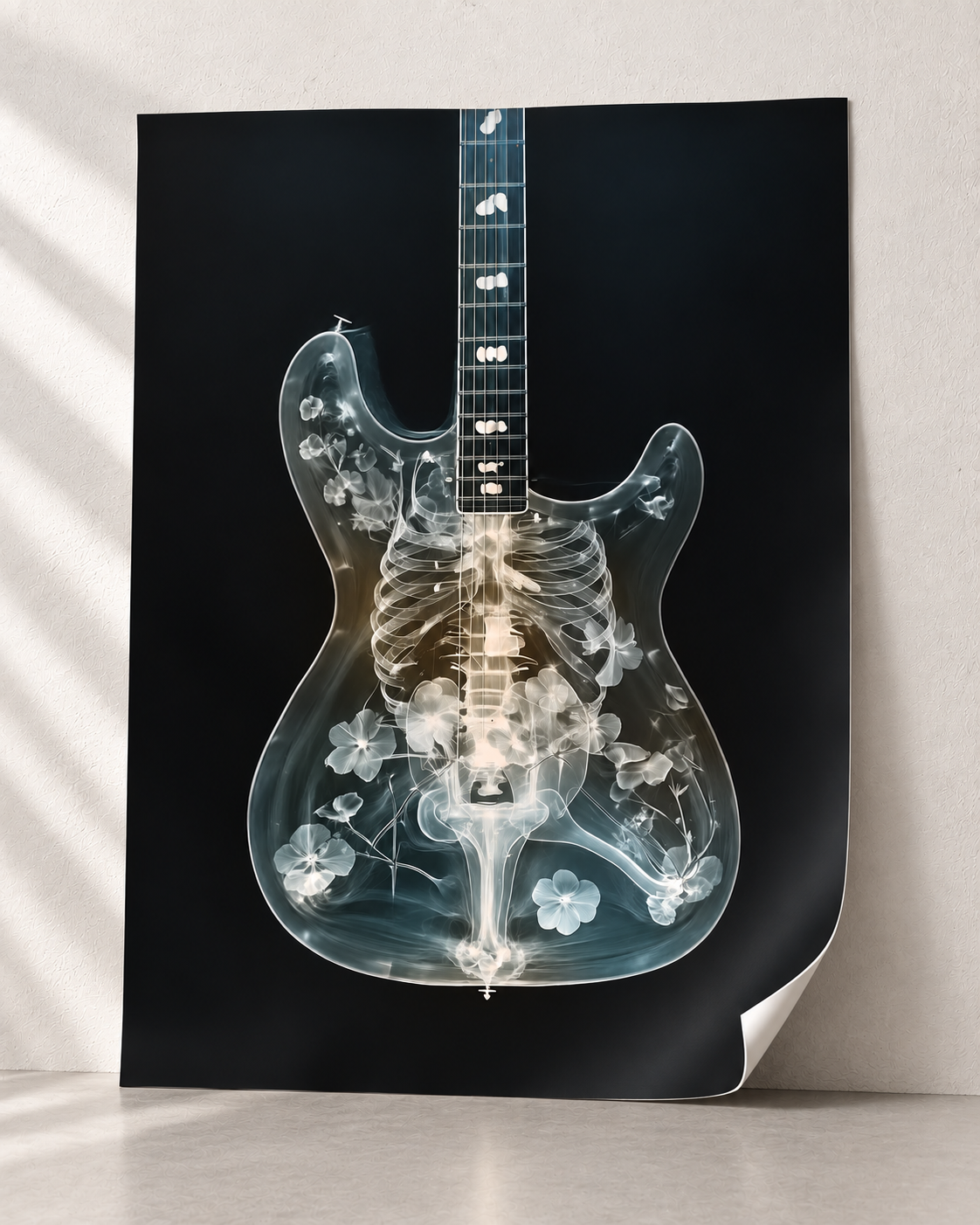X-Ray Guitar Wall Art – Anatomical Guitar Print by Ali Gulec