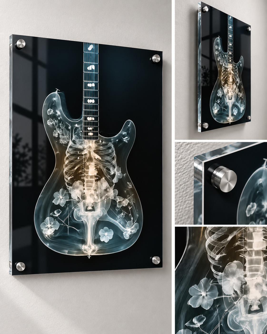 X-Ray Guitar Wall Art – Anatomical Guitar Print by Ali Gulec