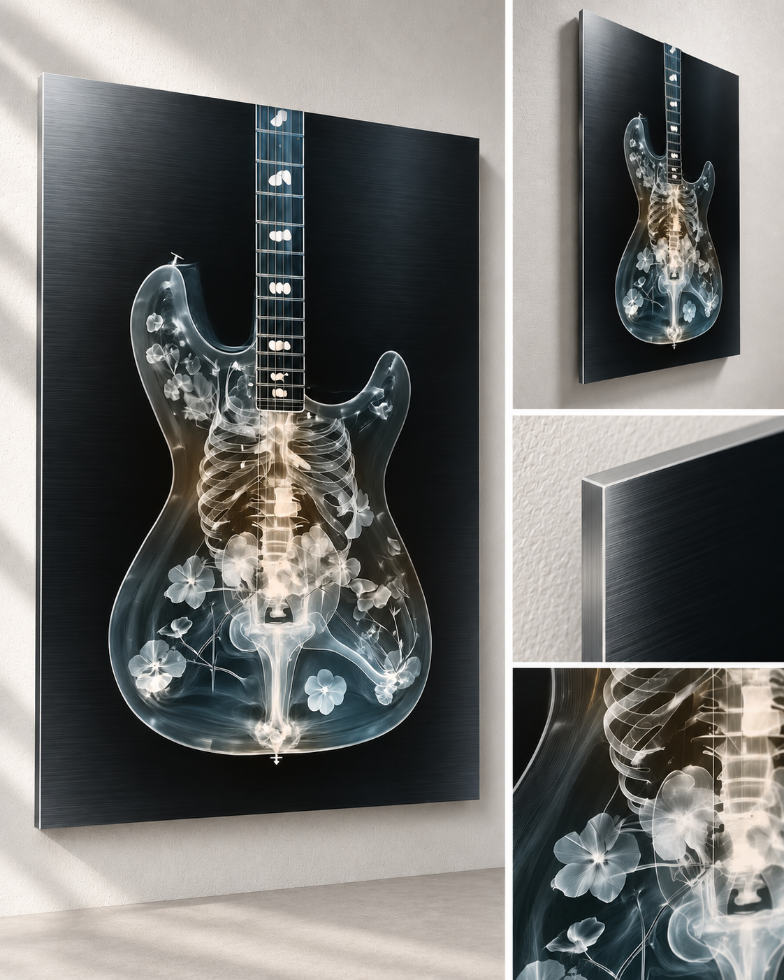X-Ray Guitar Wall Art – Anatomical Guitar Print by Ali Gulec