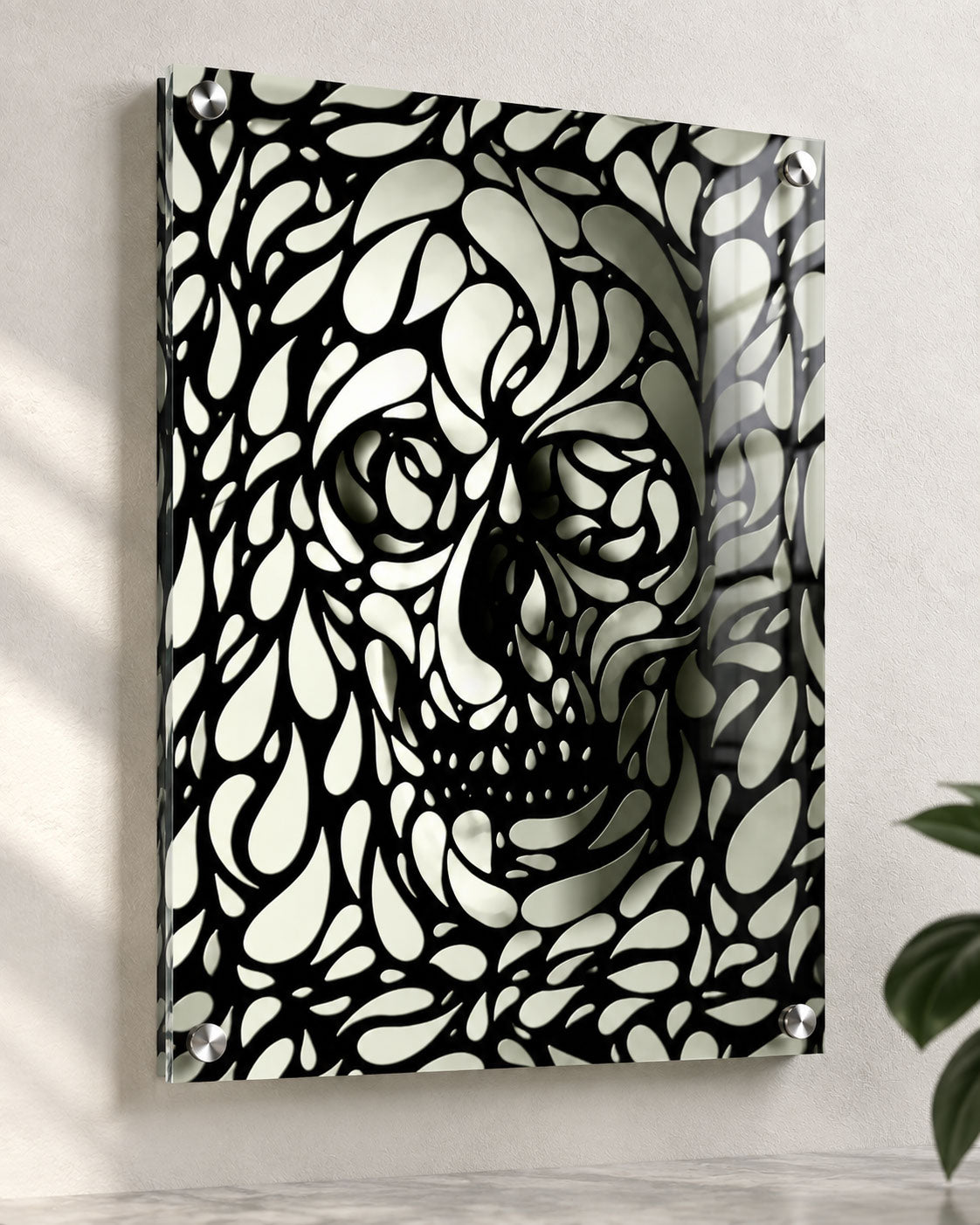 Skull 4 Wall Art - Minimalist Monochrome Abstract Decor