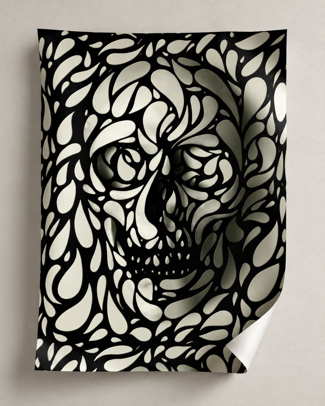 Skull 4 Wall Art - Minimalist Monochrome Abstract Decor