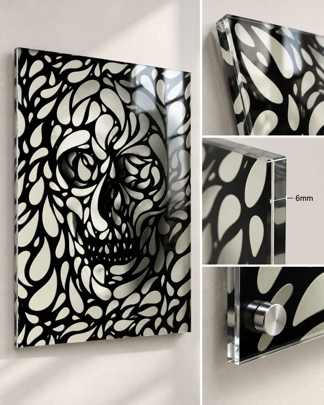 Skull 4 Wall Art - Minimalist Monochrome Abstract Decor