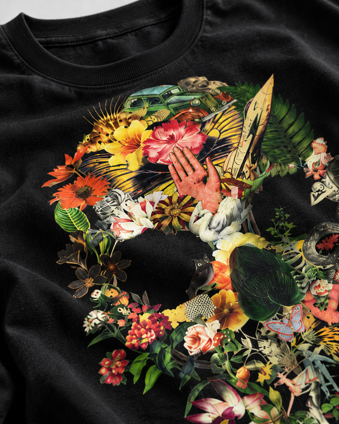 Eden Skull Graphic T-Shirt - Vintage Botanical Collage Tee