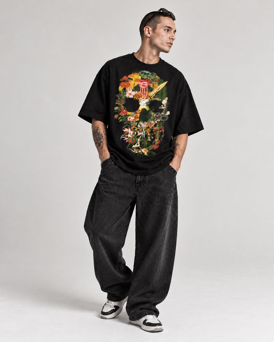 Eden Skull Graphic T-Shirt - Vintage Botanical Collage Tee