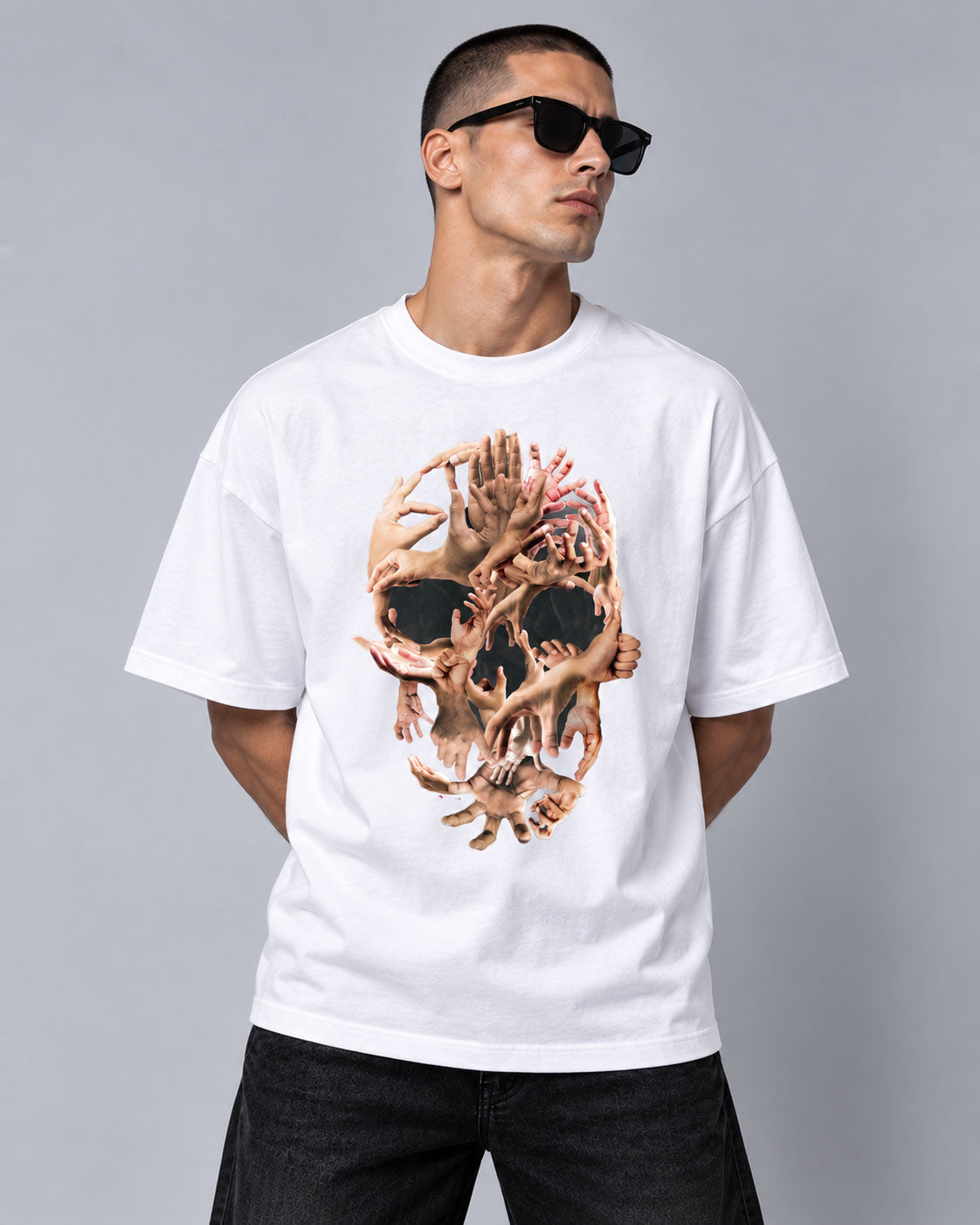 Hands Skull Graphic T-Shirt - Surreal Gothic Macabre Tee