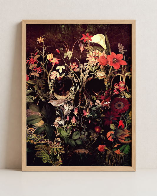 Floral Skull Wall Art – Botanical Skull Print by Ali Gulec