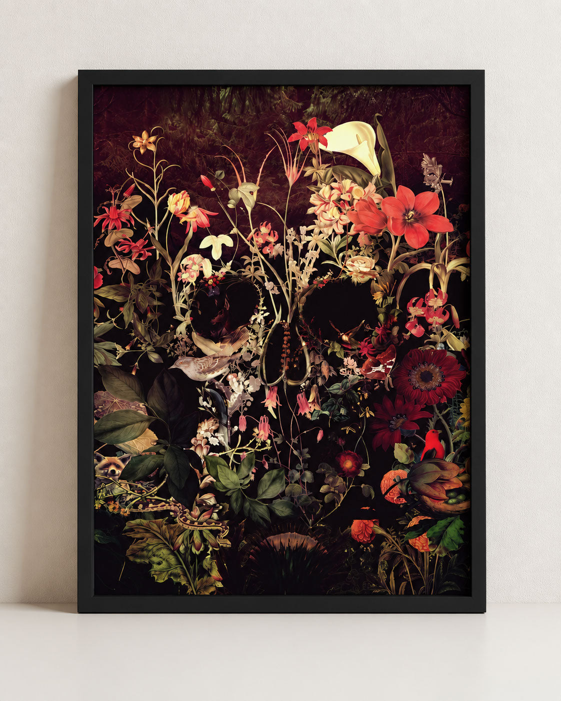 Bloom Skull Wall Art - Botanical Gothic Fine Art Decor