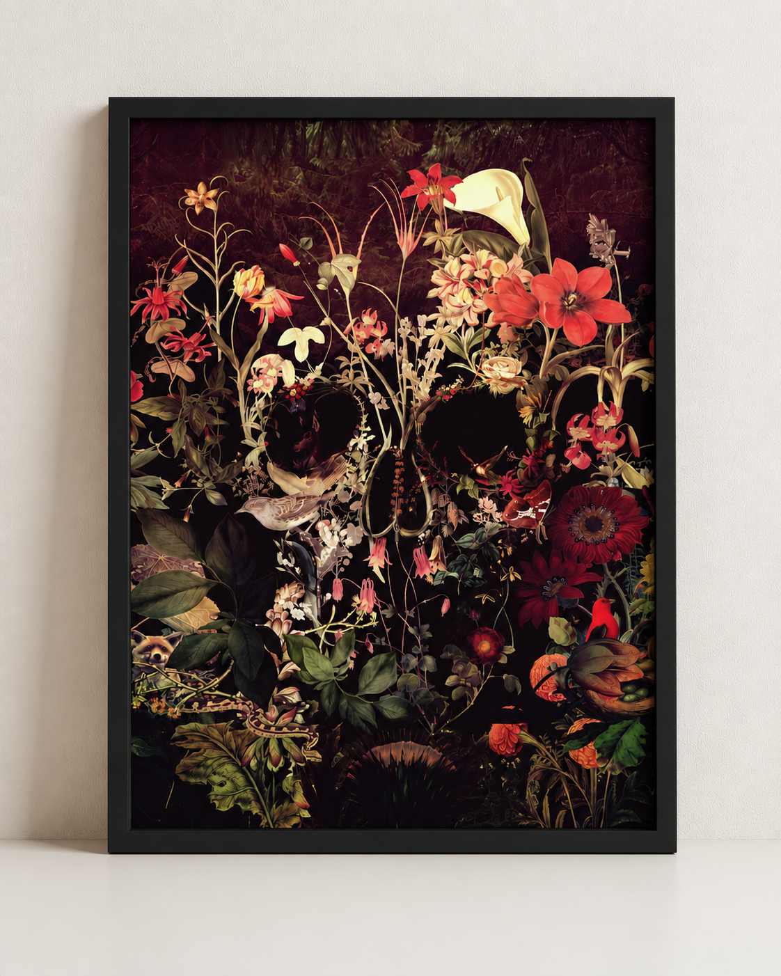 Floral Skull Wall Art – Botanical Skull Print by Ali Gulec