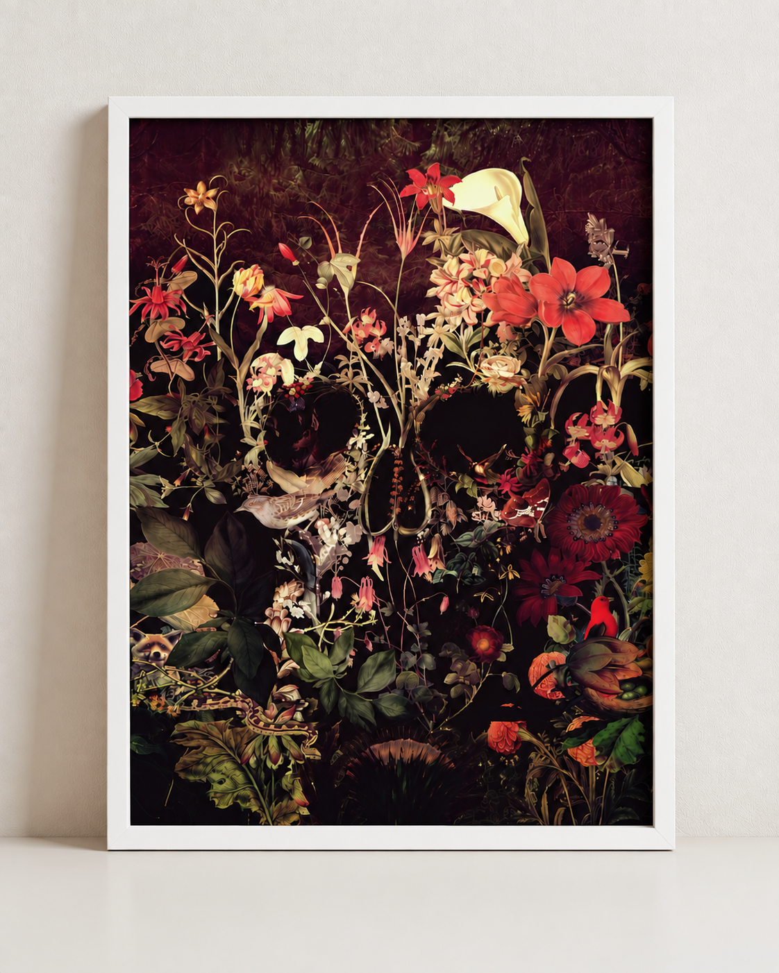 Floral Skull Wall Art – Botanical Skull Print by Ali Gulec