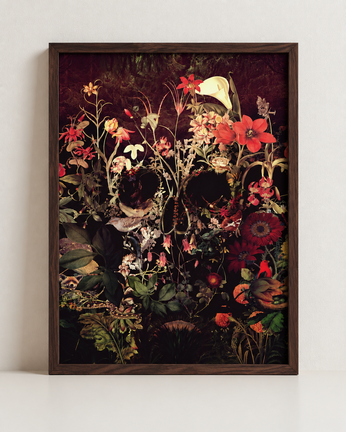 Floral Skull Wall Art – Botanical Skull Print by Ali Gulec