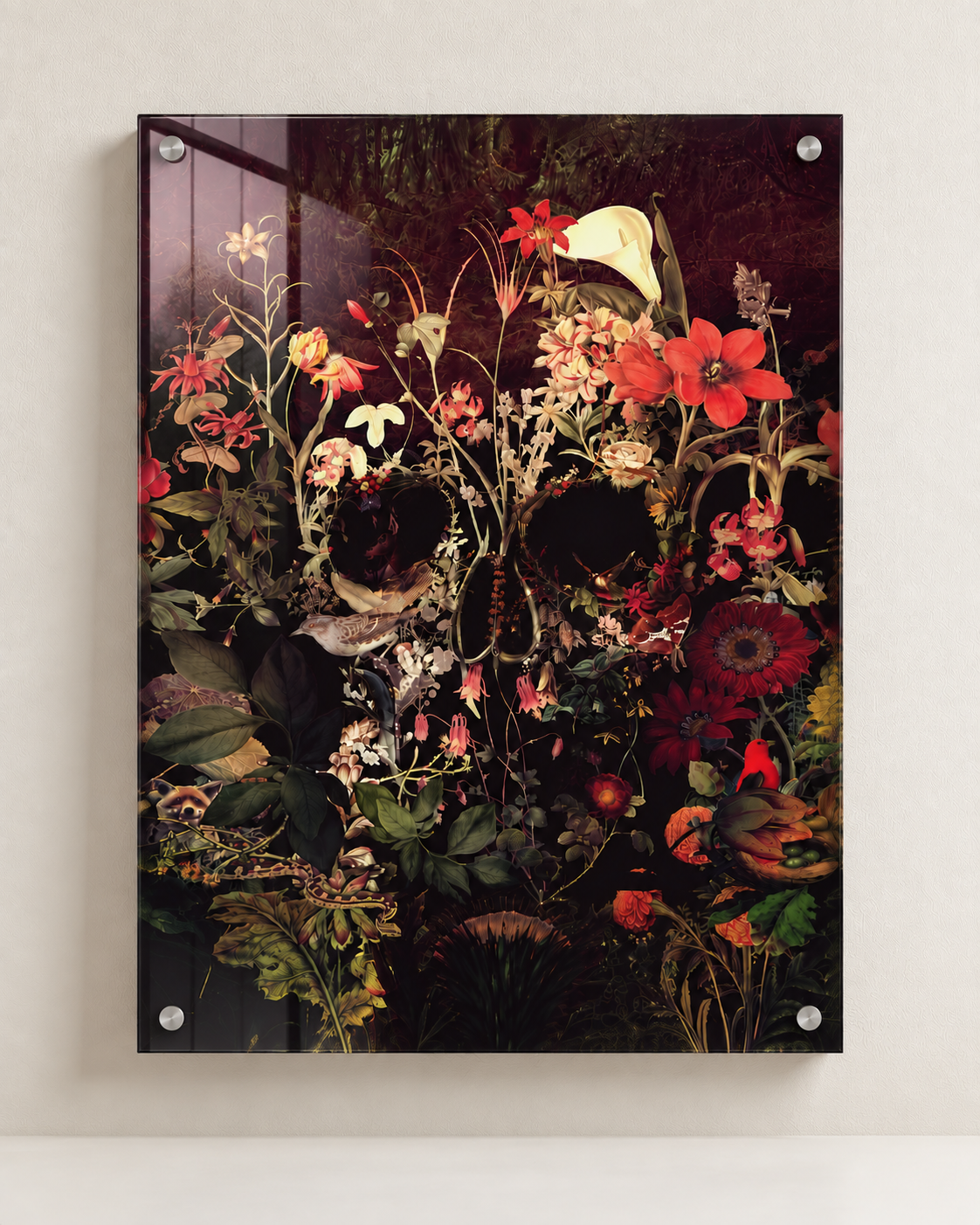 Floral Skull Wall Art – Botanical Skull Print by Ali Gulec