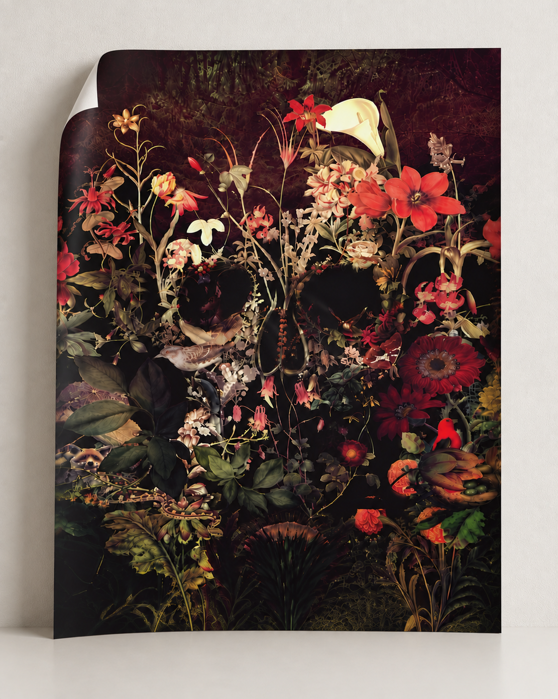Floral Skull Wall Art – Botanical Skull Print by Ali Gulec