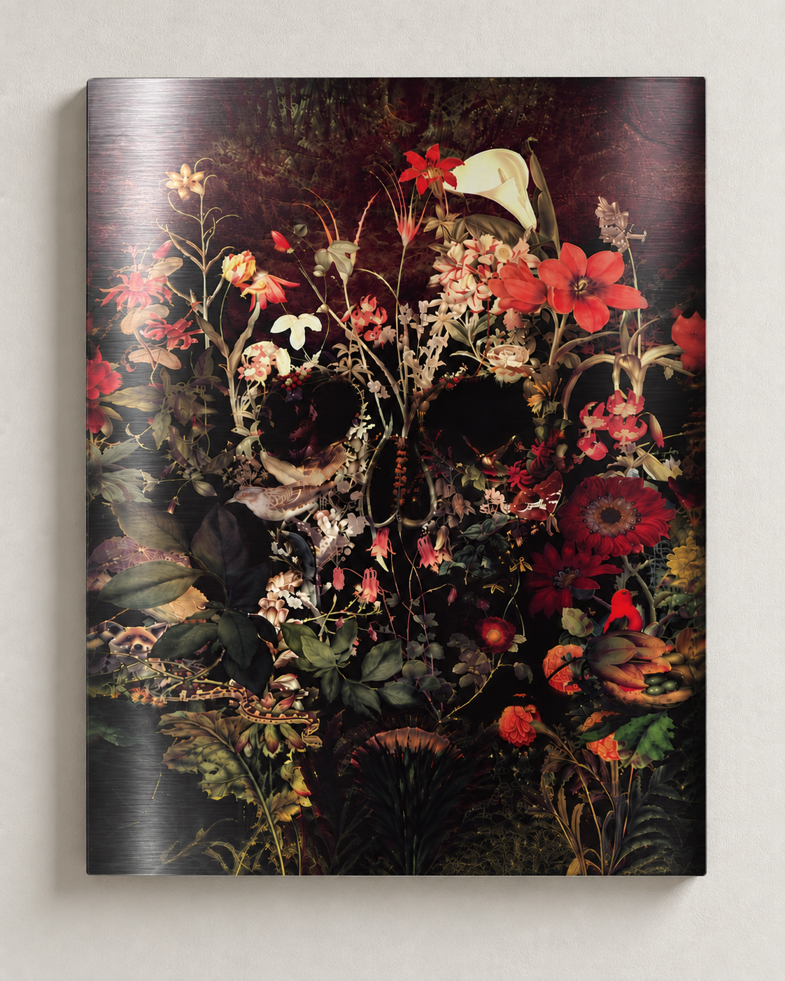 Floral Skull Wall Art – Botanical Skull Print by Ali Gulec