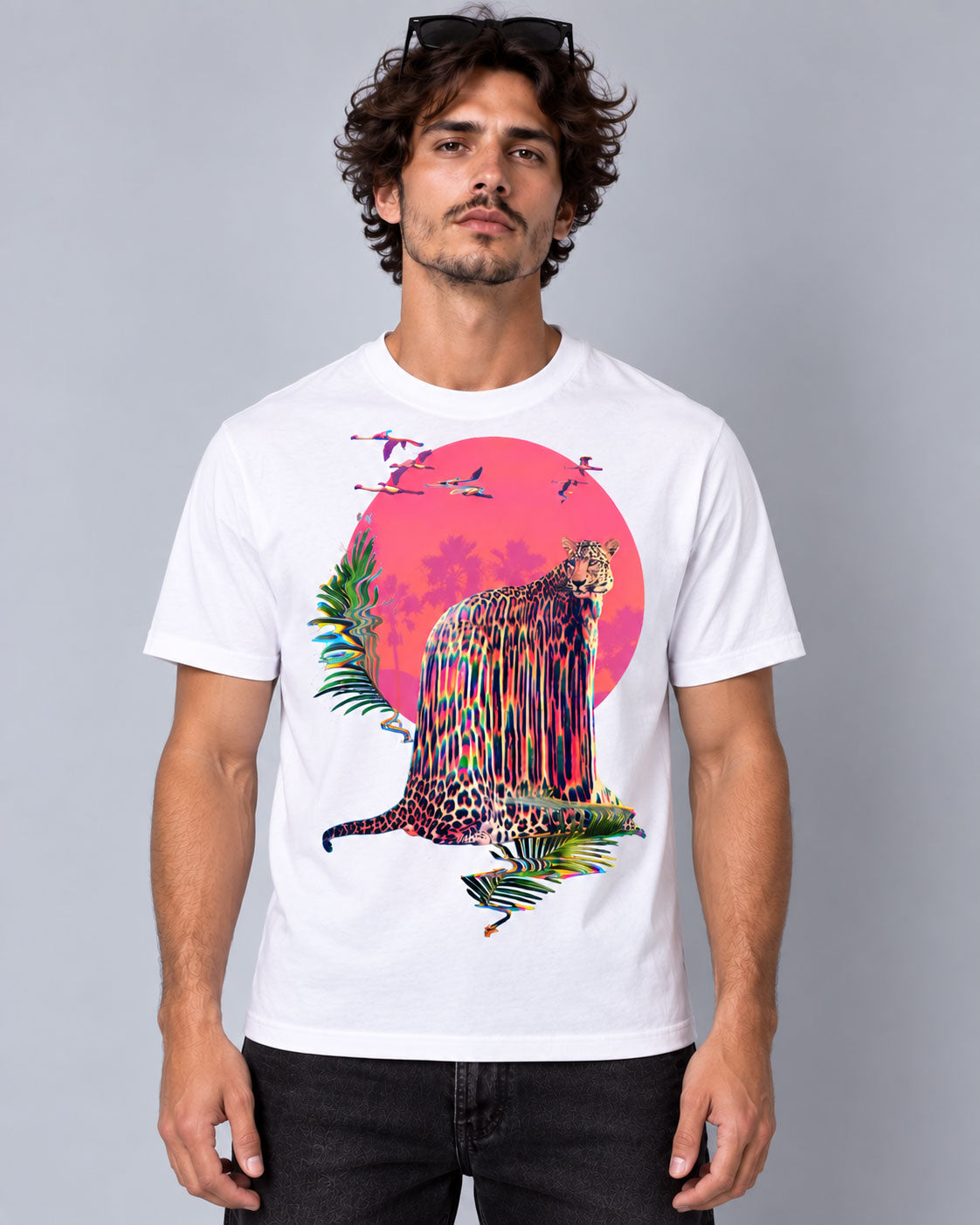 Jaguar Graphic T-Shirt - Psychedelic Tropical Tee