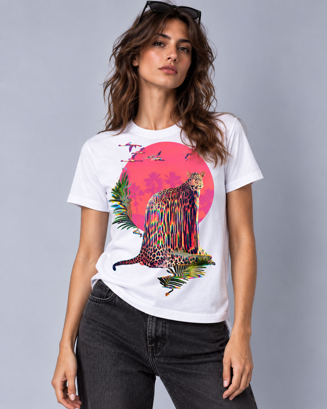 Jaguar Graphic T-Shirt - Psychedelic Tropical Tee