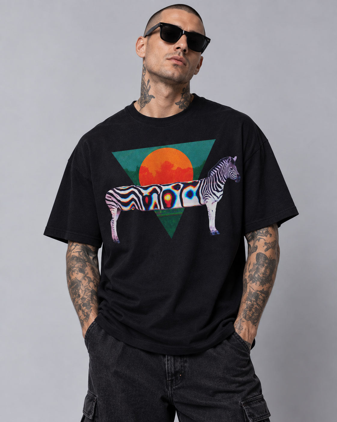 Zebra Graphic T-Shirt - Surreal Neon Pop Art Tee