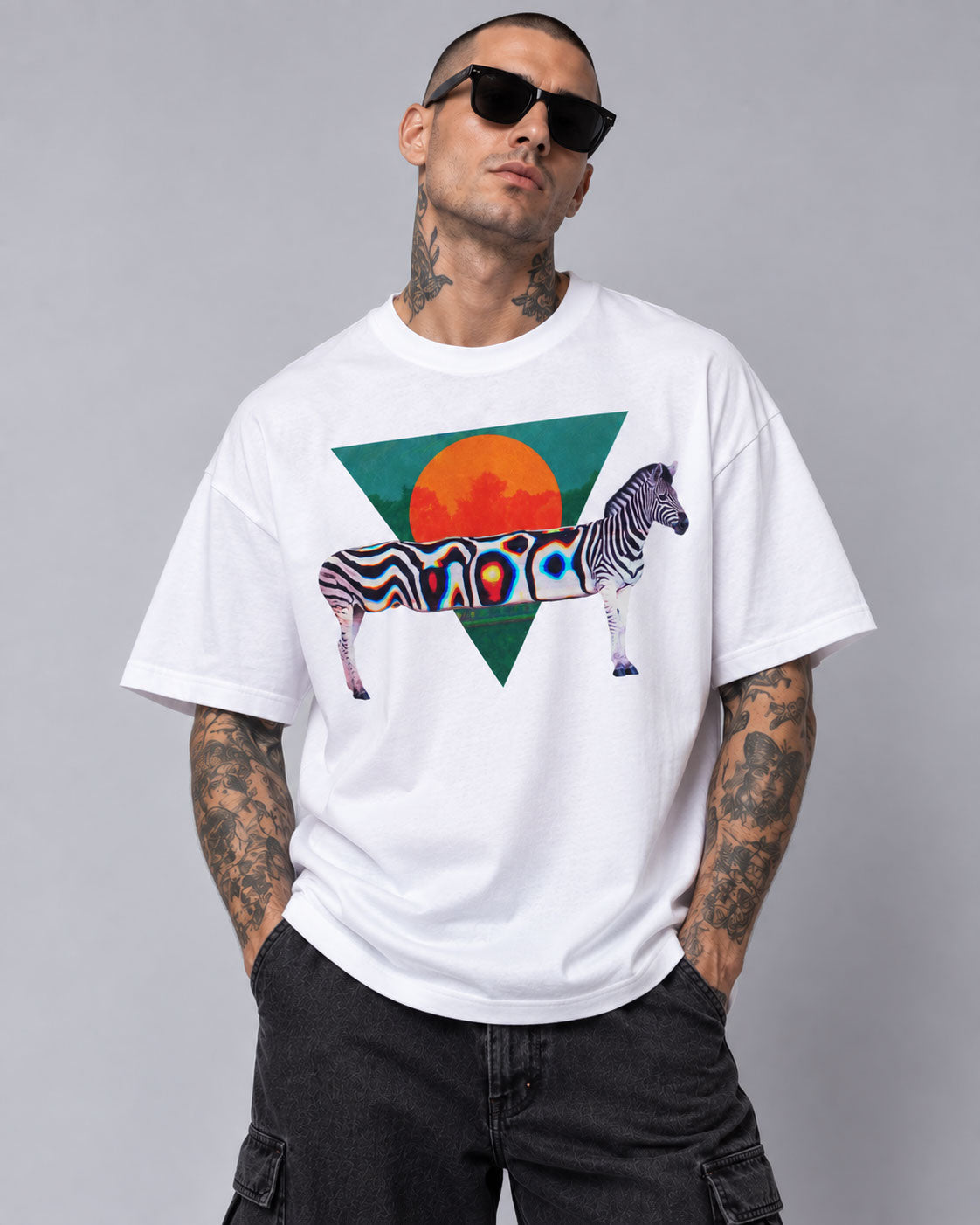 Zebra Graphic T-Shirt - Surreal Neon Pop Art Tee