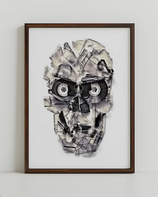 Home Taping Skull Wall Art – Cassette Tape Skull by Ali Gulec