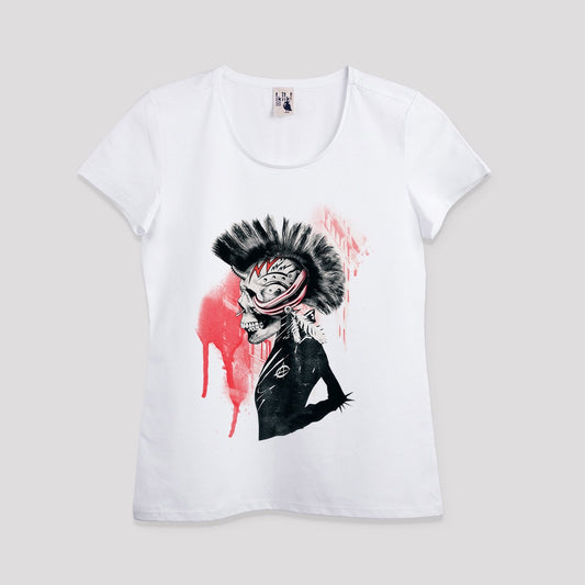 Punk Skull Women's T-shirt,Cool Skull Womens Graphic Tee,Original Sugar Skull Art Print Womens TShirt,Punk Skull Womens Top Art By Ali Gulec
