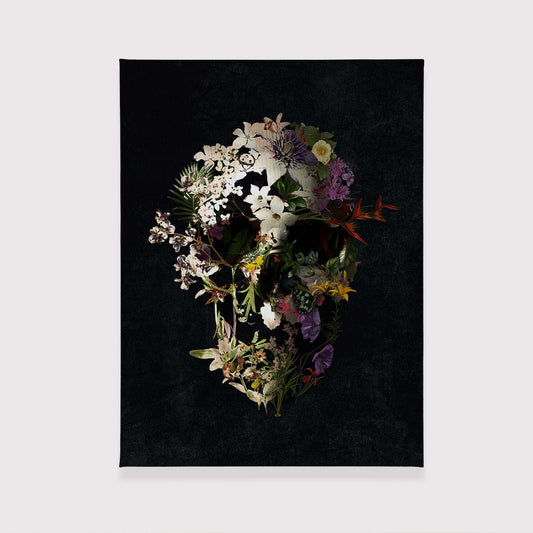 Floral Skull Canvas Print, Spring Skull Canvas Art, Botanical Sugar Skull Illustration, Wall Art Gift, Flower Skull Art Print Home Decor