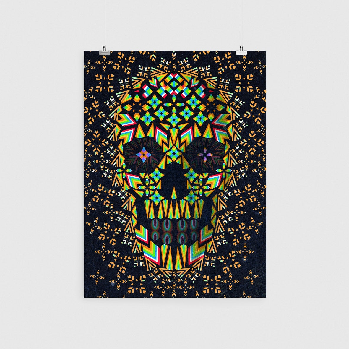 Abstract Skull Poster, Colorful Skull Art Print, Geometric Skull Wall Art, Skull Art Gift, Gothic Skull Decor, Pattern Skull Art Home Decor