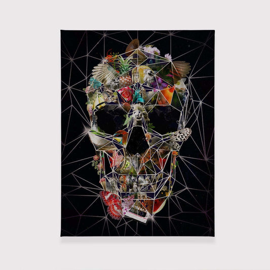 Sugar Skull Canvas Print, Skull Home Decor, Abstract Skull Canvas Art Print, Sugar Skull Wall Art Gift, Modern Geometric Skull Illustration