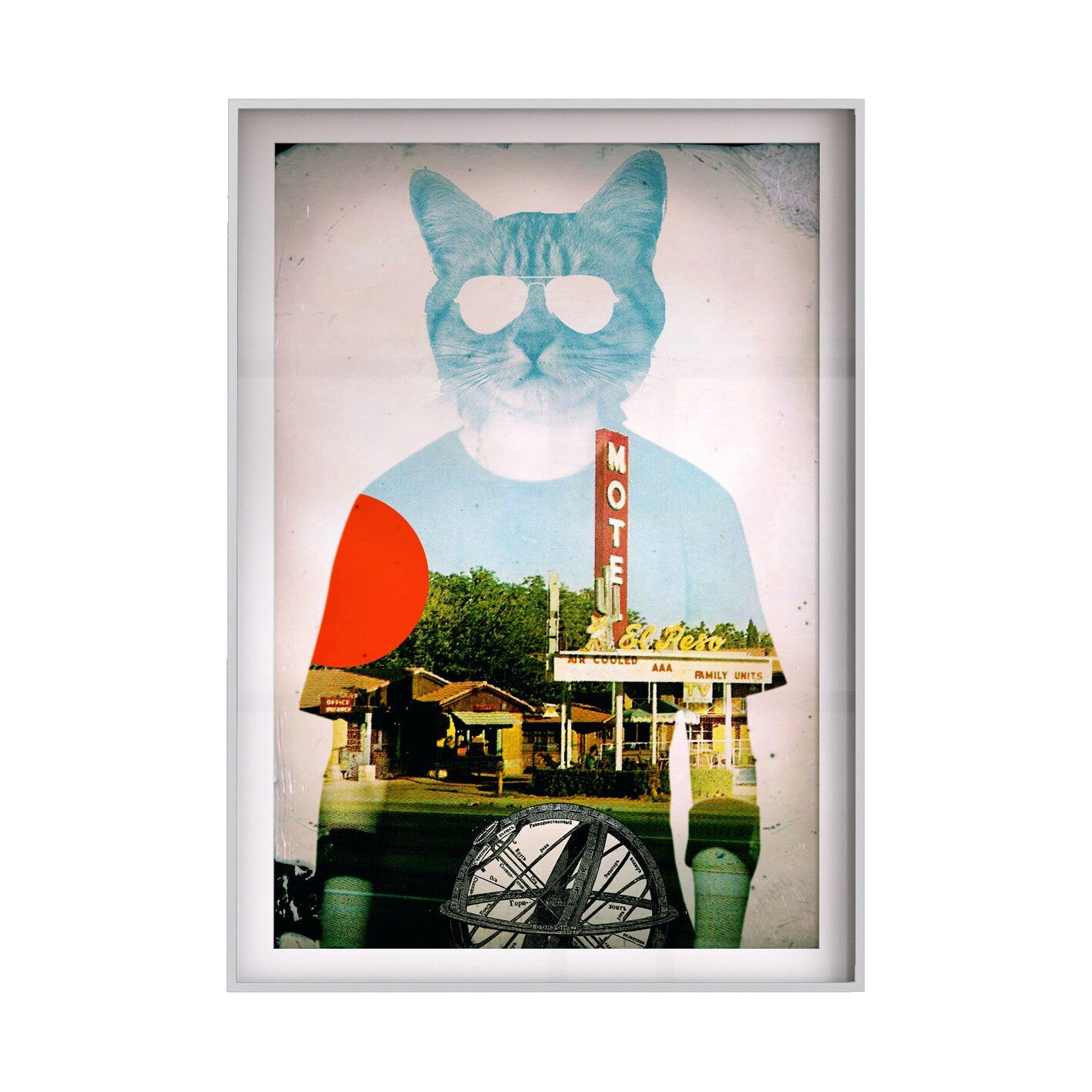 Cat Art Print, Funny Animal Wall Art, Vintage Cat Poster, Hipster Cat Art Print, Cat Home Decor Gift, Animal Art Illustration By Ali Gulec