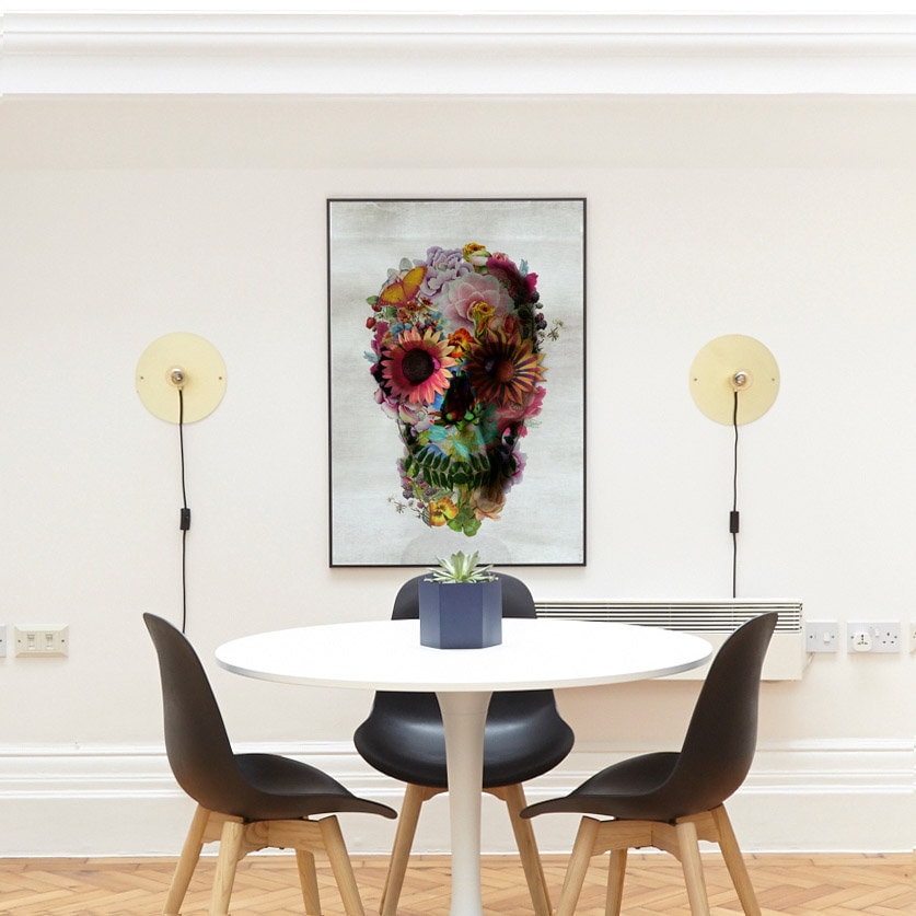Boho Skull Art Print, Flower Skull Poster Home Decor, Floral Sugar Skull Wall Art Gift, Gothic Floral Print Home Decor, Authentic Skull Art