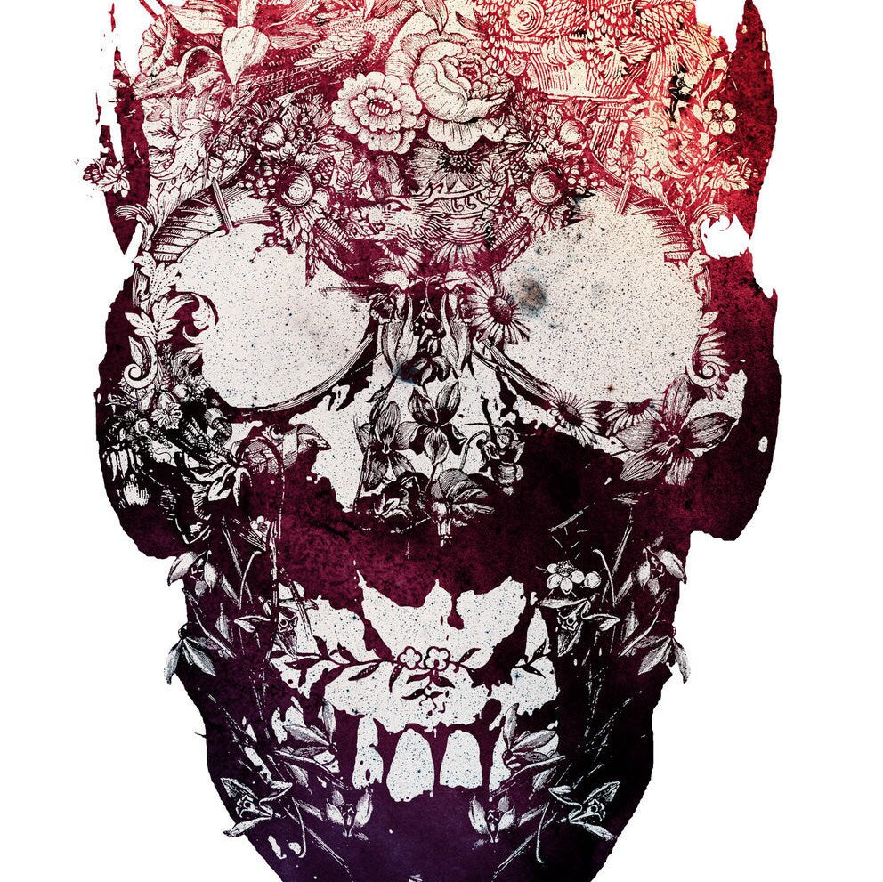 SALE Floral Skull Mens T shirt, Skull Art Print Tshirt, Sugar Skull Print T-shirt,Boho Gift For Him,Skull Illustration Graphic Tee Clearance