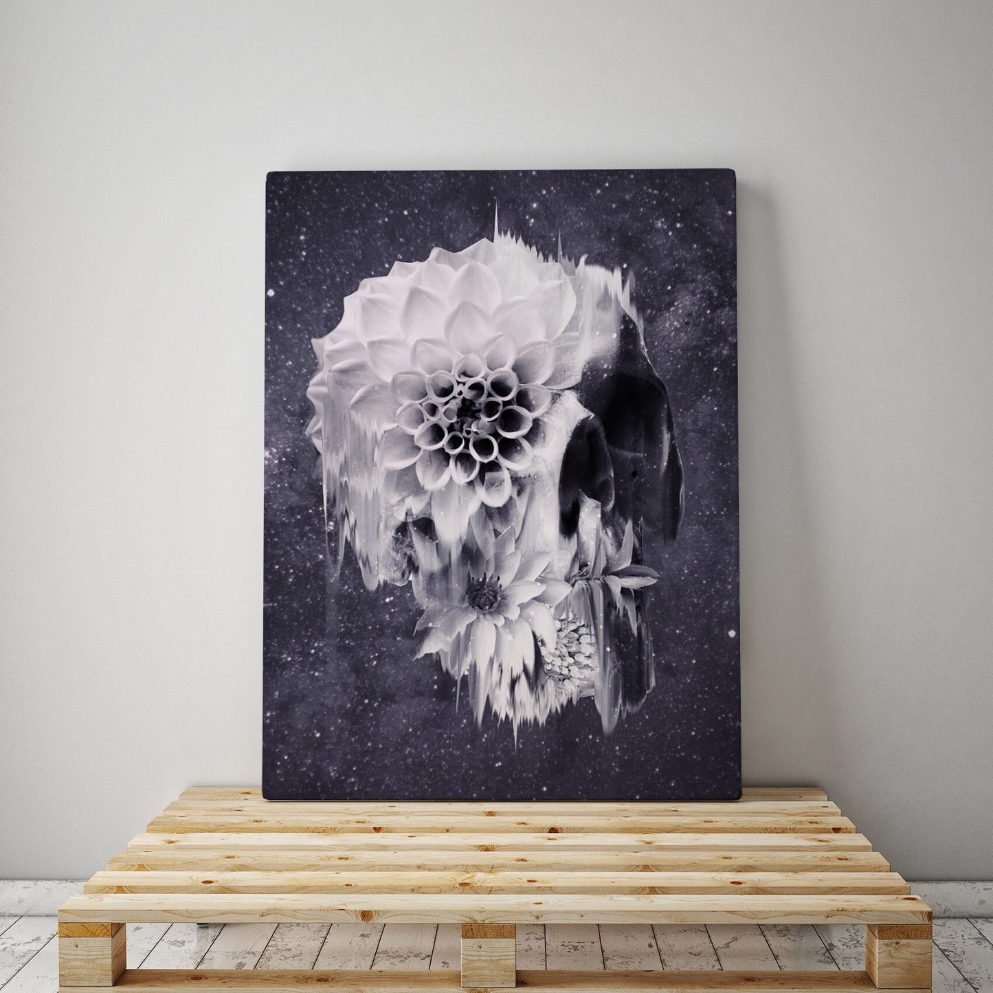 Gothic Skull Set of 3 Canvas Print Home Decor, Sugar Skull Wall Art Print Set, Flower Skull 3 Piece Canvas Art Gift, Skull Art By Ali Gulec