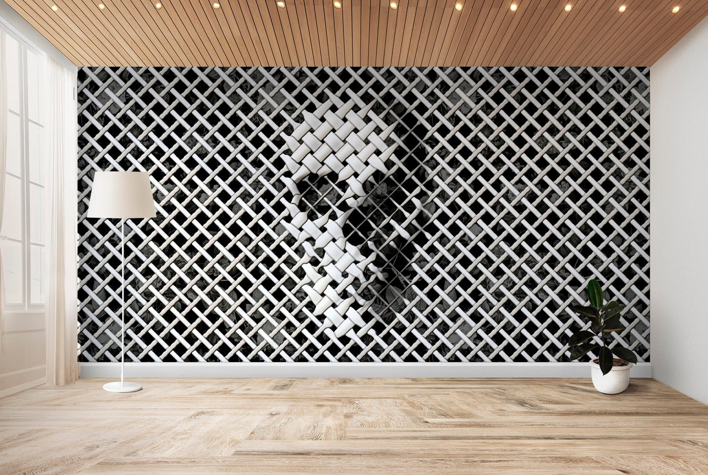 Wicker Skull Wallpaper Home Decor, 3D Effect Black And White Skull Art Traditional Wallpaper, Gothic Wall Mural Sugar Skull Print Wall Art