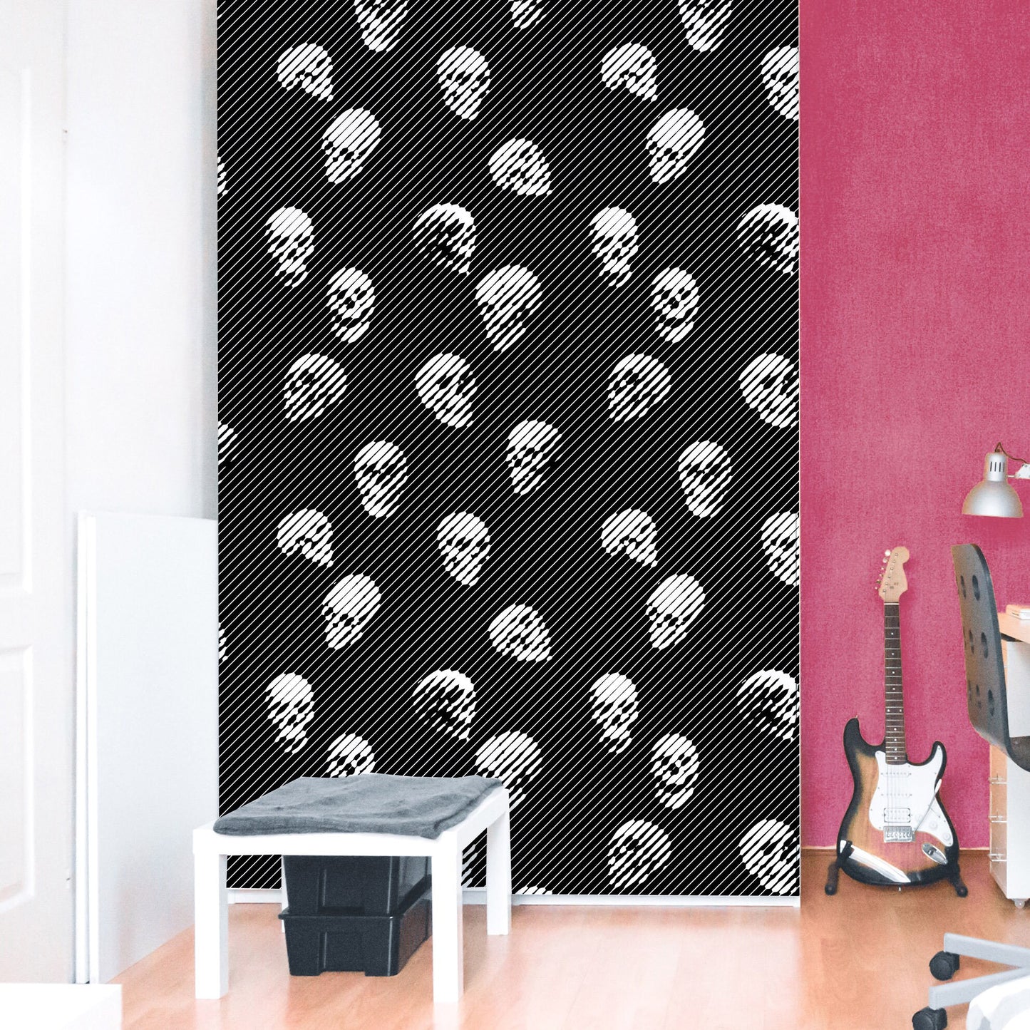 Gothic Skull Wallpaper Home Decor, Black And White Skull Art Print Traditional Wallpaper, Abstract Sugar Skull Modern Wallpaper Wall Decor