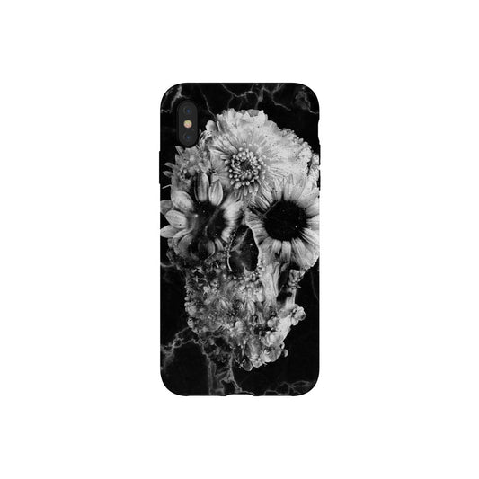 iPhone 15 Skull Case, Marble Pattern iPhone Case, Flower Skull iPhone Pro Max Gift
