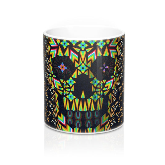 Skull Coffee Mug 11oz, Colorful Sugar Skull Mug Gift, Abstract Skull Ceramic Coffee Mug, Geometric Skull Mug