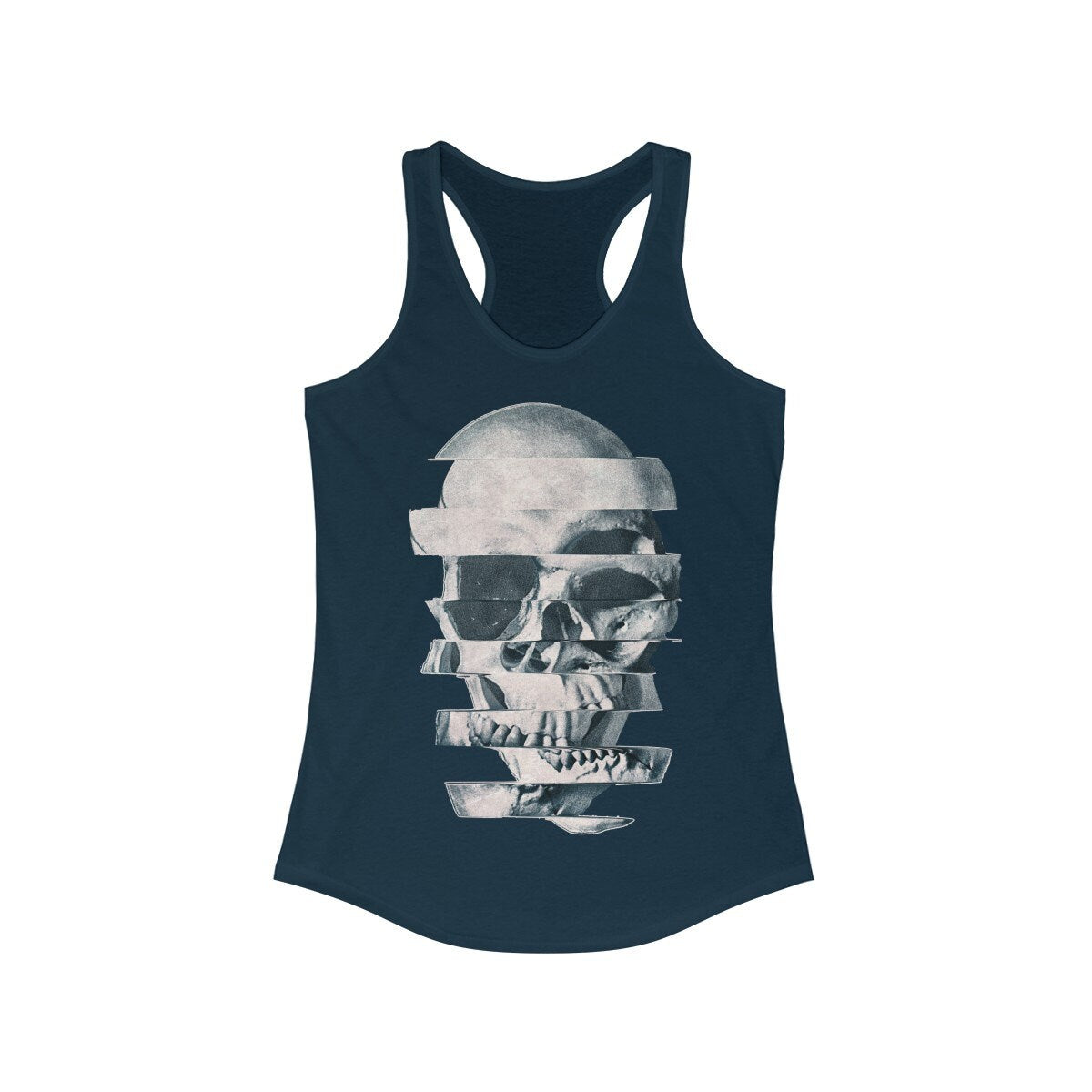 Sugar Skull Women's Tank Top, Glitch Skull Womens Racerback Tank Top, Gothic Abstract Skull Tank Gift For Her