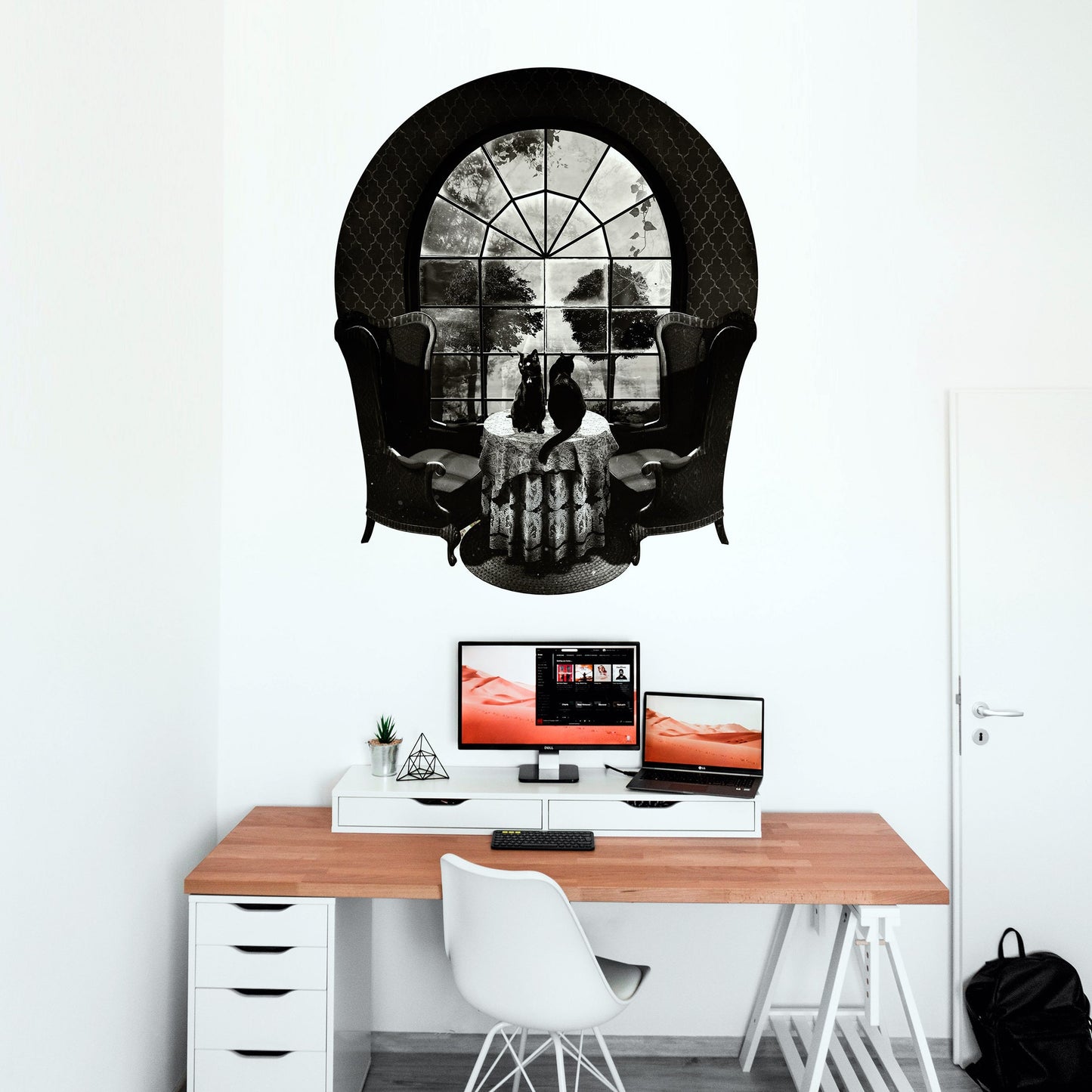 Room Skull Wall Decal, Skull Art Wall Sticker, Vinyl Wall Decal Sugar Skull Home Decor, Black And White Skull Wall Art, Gothic Skull Gift