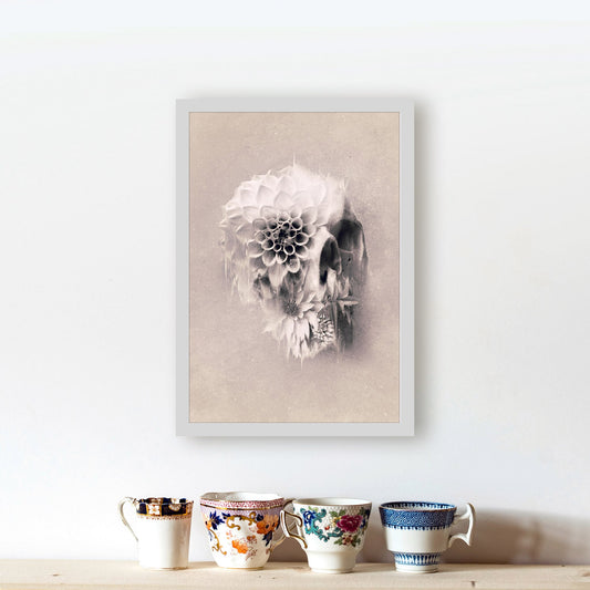Flower Skull Art Print, Sugar Skull Instant Download Printable Home Decor, Skull Poster Wall Art Gift, Downloadable Gothic Skull Decor Art