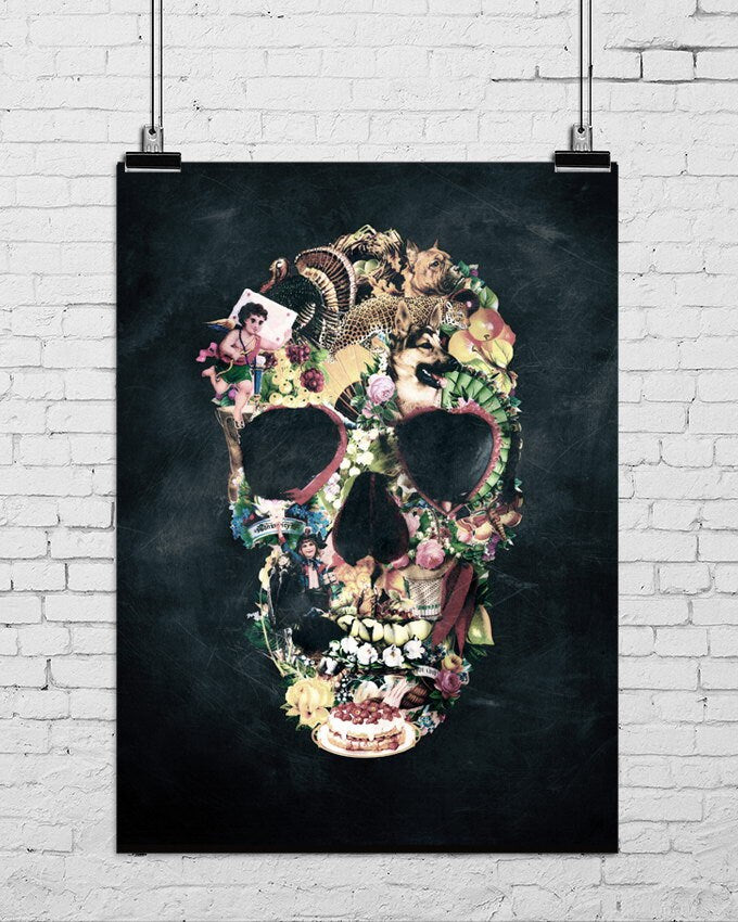 Gothic Skull Art Print, Sugar Skull Instant Download Printable Home Decor, Skull Poster Wall Art Gift, Downloadable Abstract Skull Art Decor