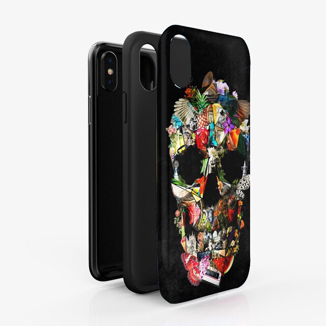 iPhone 15 Skull Case, Floral Skull iPhone Case, Sugar Skull Phone Case Gift