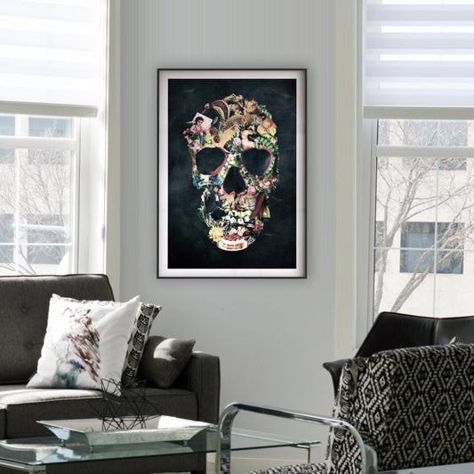 Gothic Skull Art Print, Sugar Skull Instant Download Printable Home Decor, Skull Poster Wall Art Gift, Downloadable Abstract Skull Art Decor