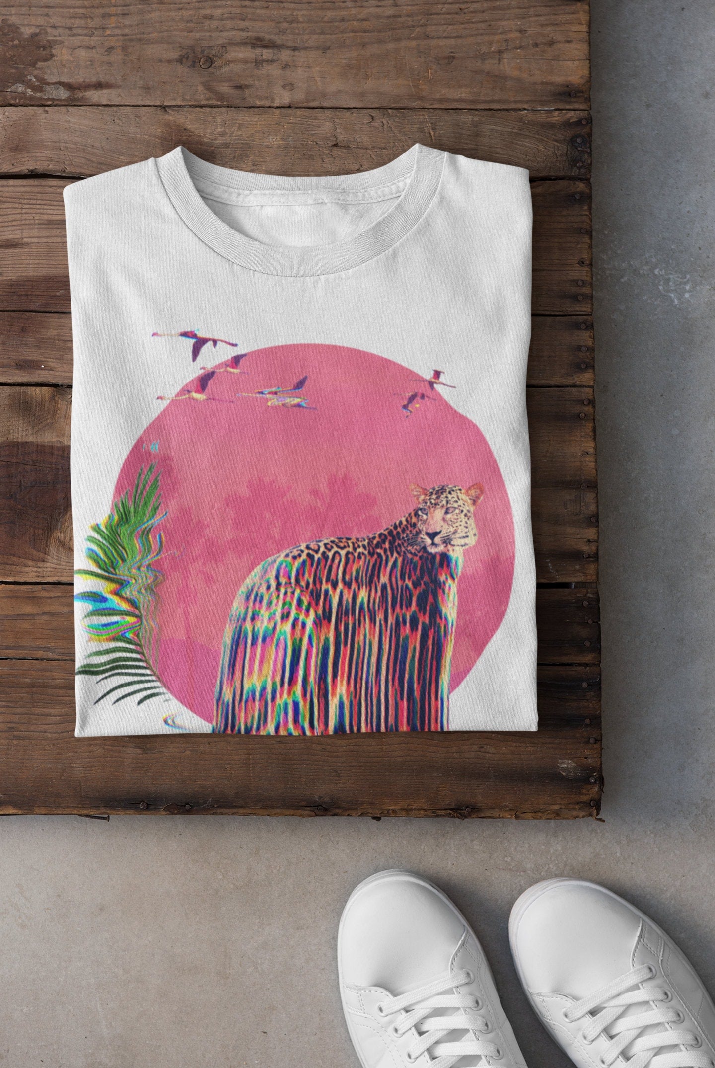 Jaguar Men's T-shirt, Animal Print Mens Graphic Tee, Animal Art Print Mens Tshirt, Glitch Animal Art T Shirt, T-Shirt Birthday Gift For Him