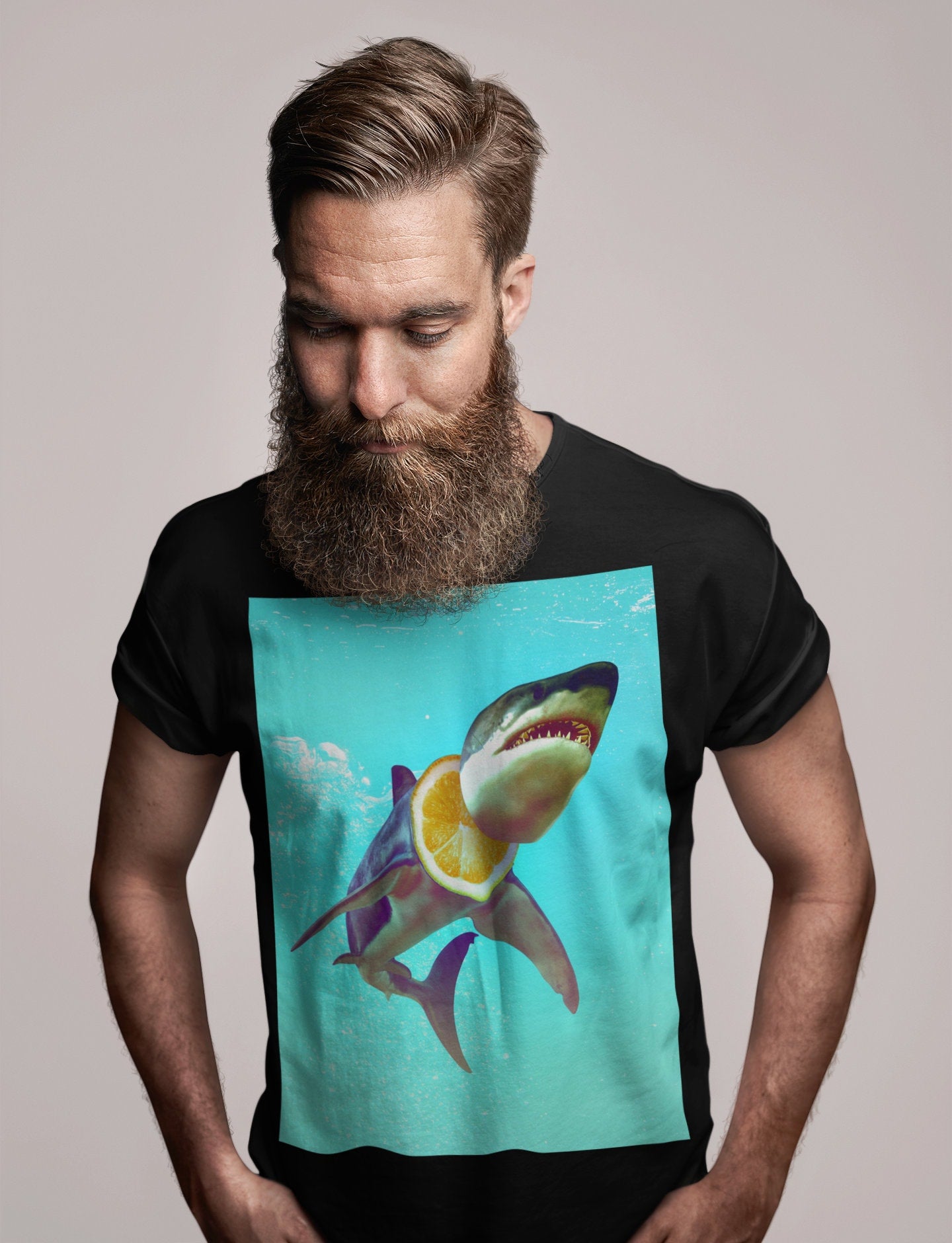 Lemon Shark Men's Printed T-shirt, Mens Tshirt, Funny Animal Gift For Him, Shark Shirt Mens Graphic Tee, Bella Canvas Funny Animal T Shirt