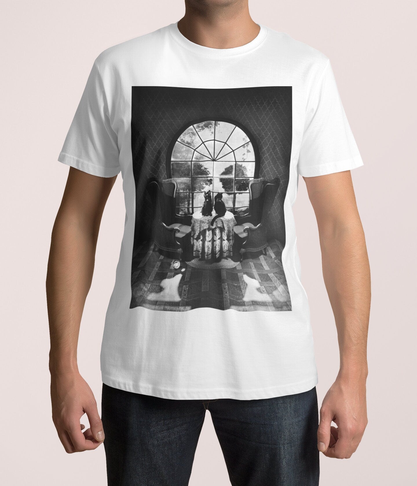 Skull Mens T-shirt, Black And White Mens T shirt, Gothic Skull Gift For Him, Skull Illusion Art Tshirt, Bella Canvas Skull Shirt Gift