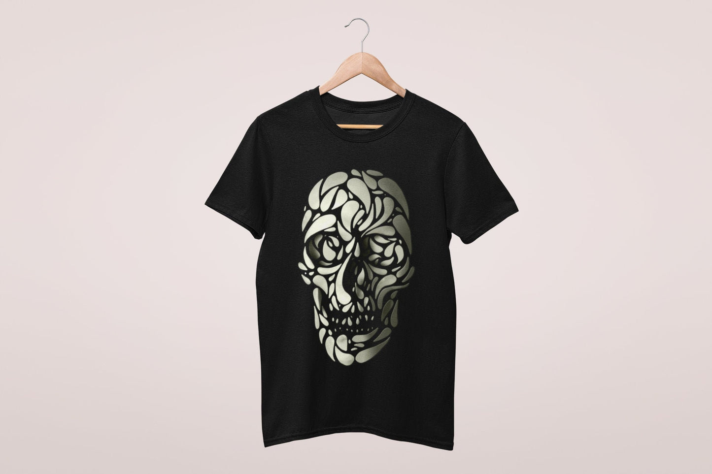 Mens Skull Tshirt, Black And White Skull T shirt, Man Gothic Clothing, Sugar Skull Shirt Gift For Him, Gothic Skull Tshirt