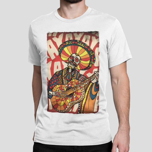Mariachi Men's T shirt, Sugar Skull Illustration T-shirt, Mexican Skull Art Gift For Him, Colorful Skull Art Print Bella Canvas Graphic Tee
