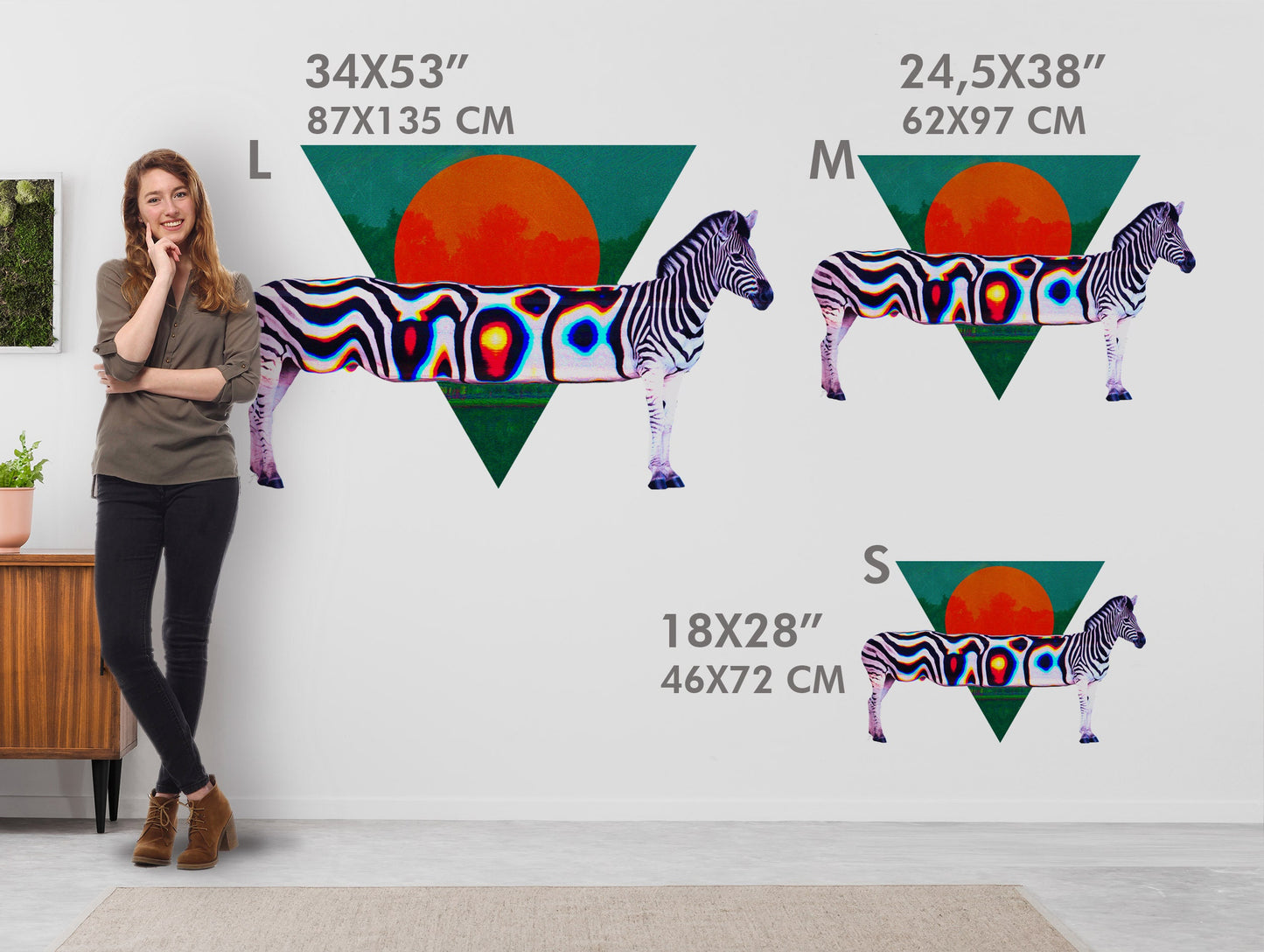Zebra Wall Sticker, Cool Zebra Wall Decal, Vinyl Zebra Home Decor, Abstract Glitch Zebra Wall Art Gift, Cool Kids Room Zebra Art Wall Decal