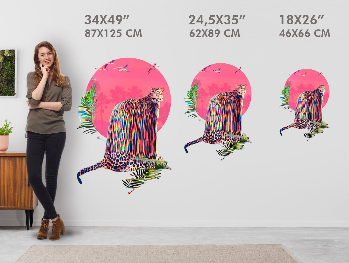 Jaguar Wall Sticker, Cool Jaguar Wall Decal, Vinyl Jaguar Home Decor, Glitch Wild Cat Wall Art Gift, Cool Kids Room Jaguar Art Wall Decal