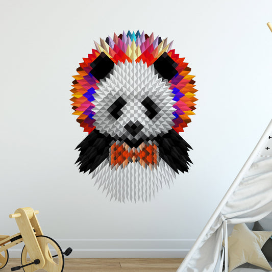 Panda Wall Sticker, Funny Panda Wall Decal, Vinyl Panda Home Decor, Colorful Panda Wall Art Gift, Nursery Kids Room Panda Art Wall Decal