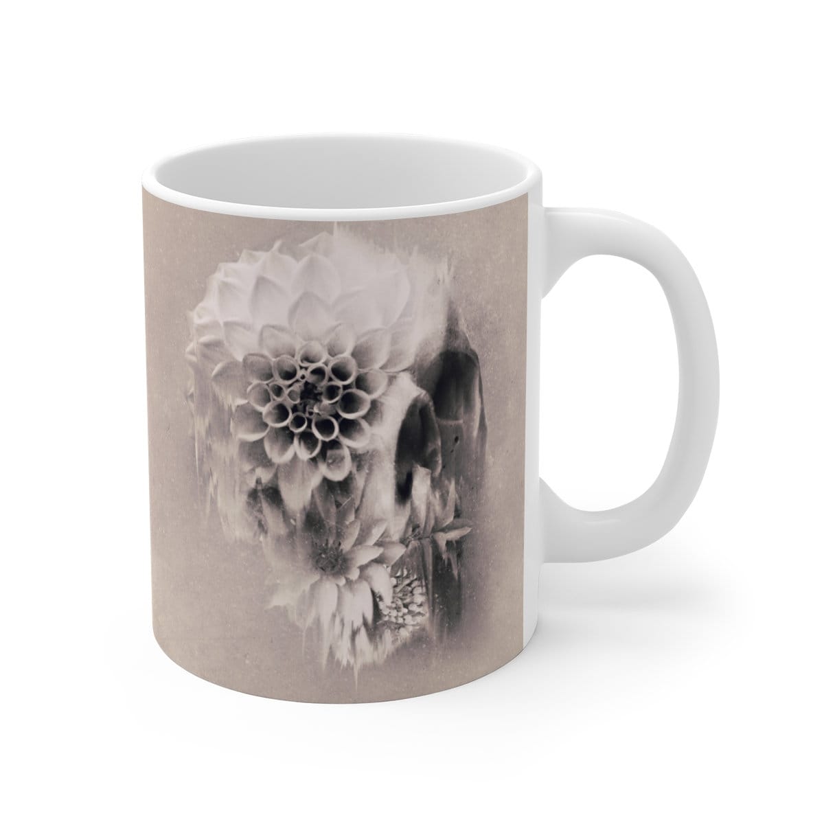 Skull Mug Gift, Floral Sugar Skull Mug, Boho Skull Ceramic Coffee Mug, Gothic Flower Skull Mug, Sugar Skull Art Gothic Kitchenware Gift