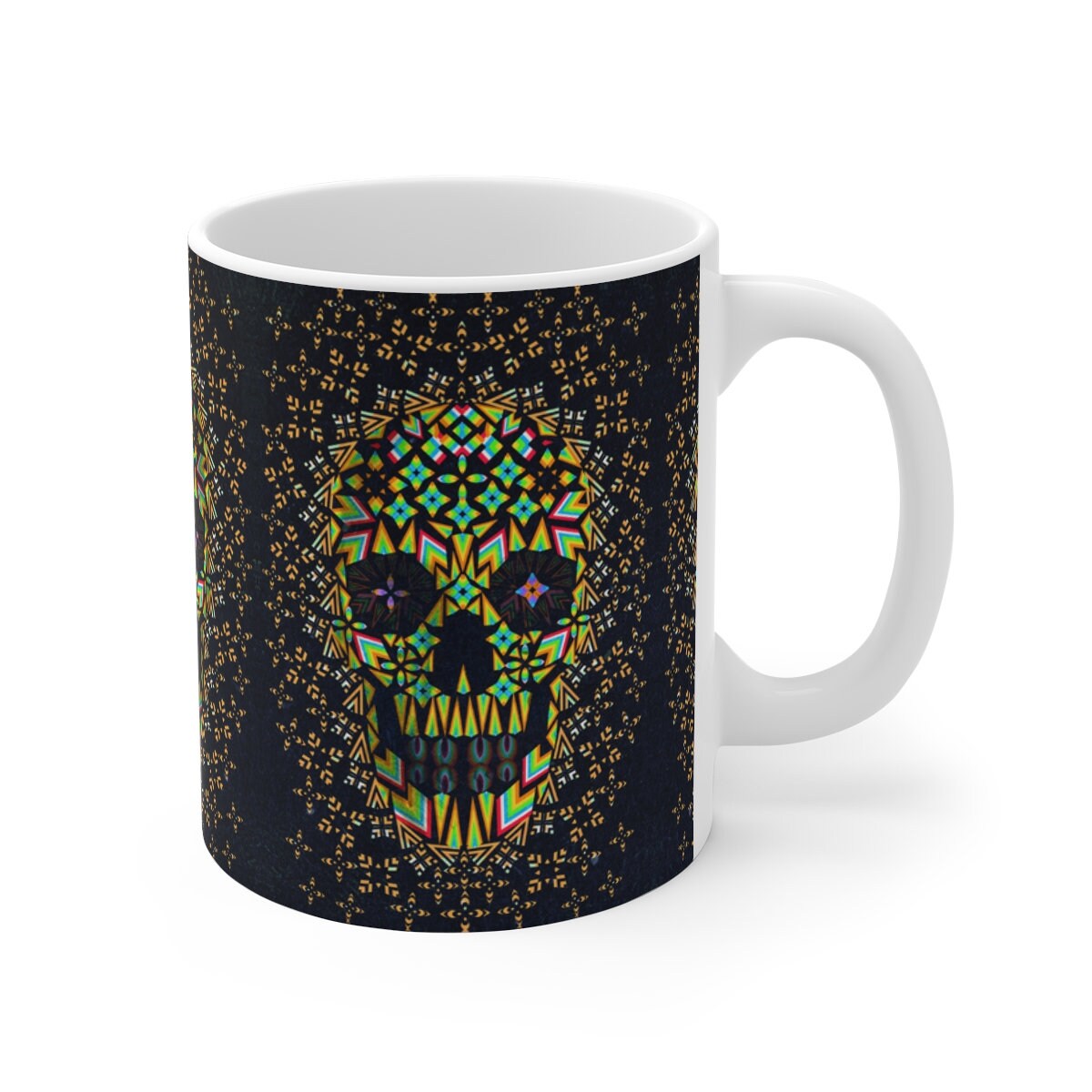 Skull Mug Gift, Colorful Sugar Skull Mug, Abstract Skull Ceramic Coffee Mug, Gothic Skull Mug, Sugar Skull Art Gothic Kitchenware Gift